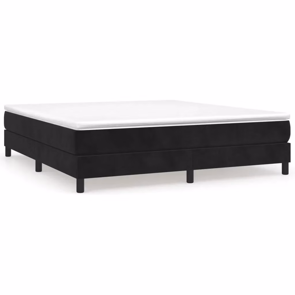 Letto con Giroletto a Molle e Materasso Ibrido vidaXL in Velluto Nero, L: 180 cm, P: 200 cm, H: 25 cm – 2
