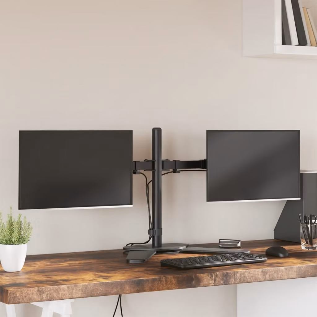 vidaXL Supporto per Doppio Monitor in Acciaio Nero VESA 75x75 mm