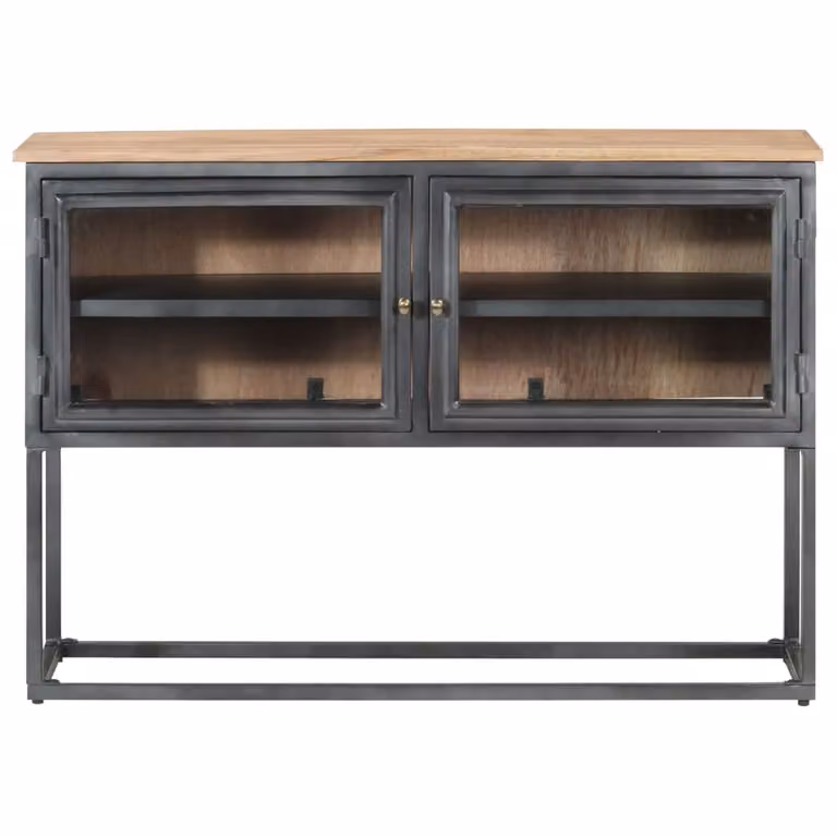 Credenza Grigia 100x30x70 cm in Legno Massello di Acacia