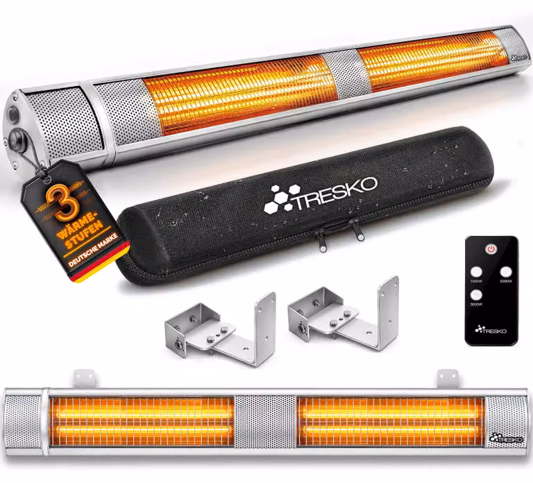 Riscaldatore a infrarossi da parete - 3000 Watt - Alluminio - Argento - Adatto per interni ed esterni