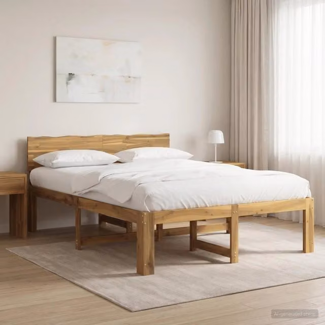 Letto matrimoniale moderno vidaXL in legno di acacia bianco L/P/H: 120 x 200 x 140 cm
