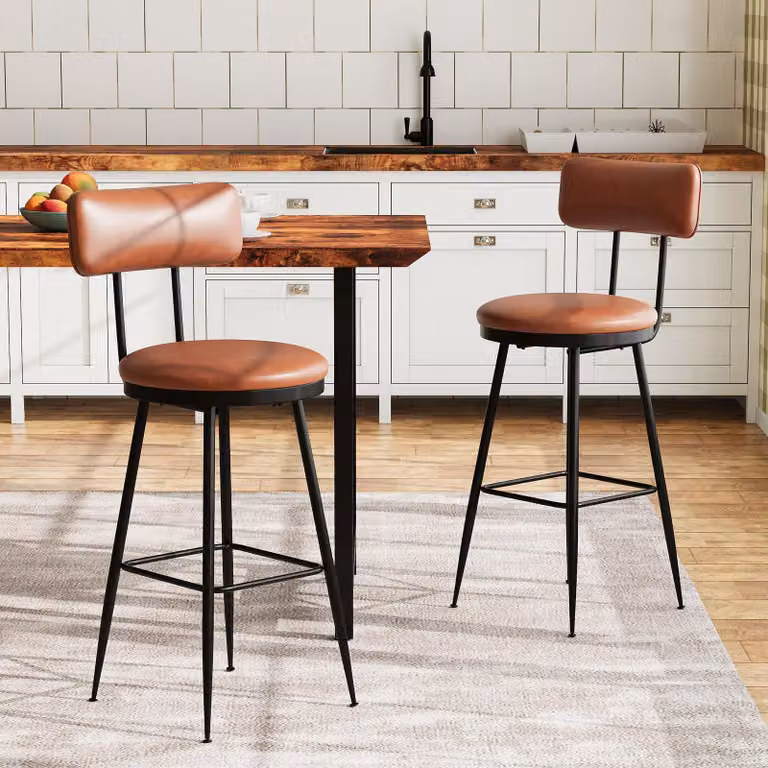 UnboxG Sedie da pranzo moderne con gambe in metallo e Finto cuoio set di 2, sedie da pranzo senza tempo per ristorante, soggiorno e sala d'attesa, elegante stile medievale (marrone)