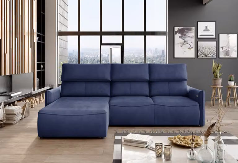 Divani moderni Eck Design, divano angolare a forma di L, divano componibile, divano in tessuto, divano per soggiorno