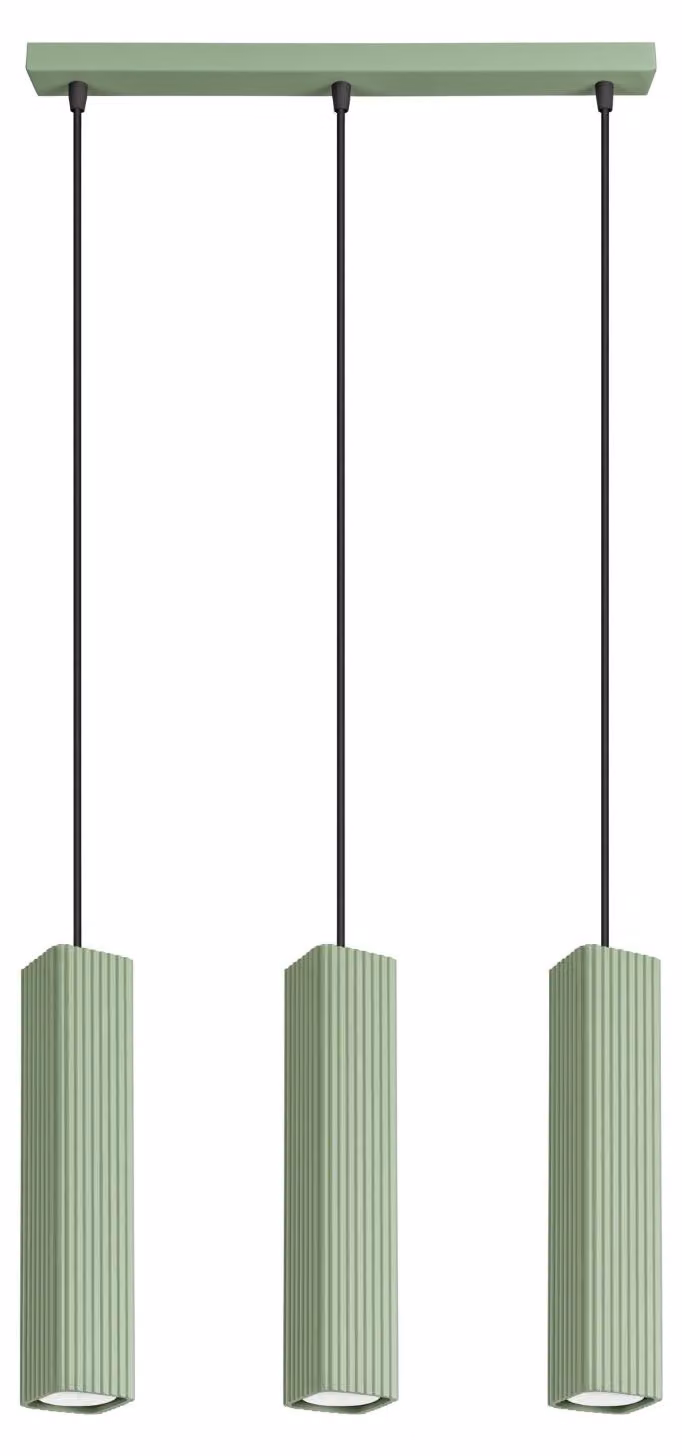 Lampada a sospensione RAYO 3L verde salvia 3xGU10 10W alluminio 98x6x45cm Sollux Lighting