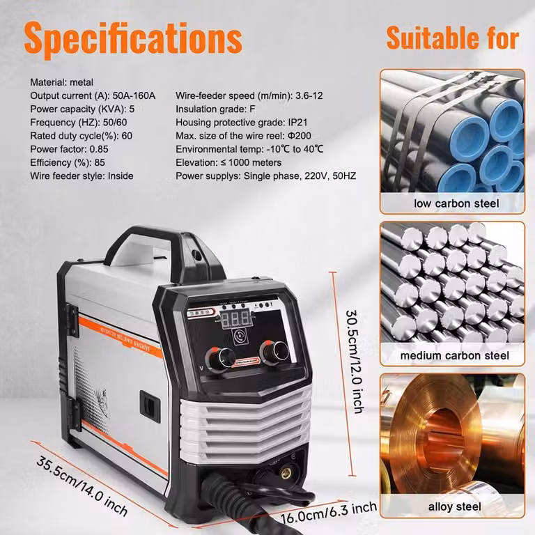 Saldatrice multifunzione 4-in-1 MIG/MAG/TIG/MMA - Potenza: 1600 W - Tecnologia inverter - Ideale per riparazioni domestiche e automobilistiche