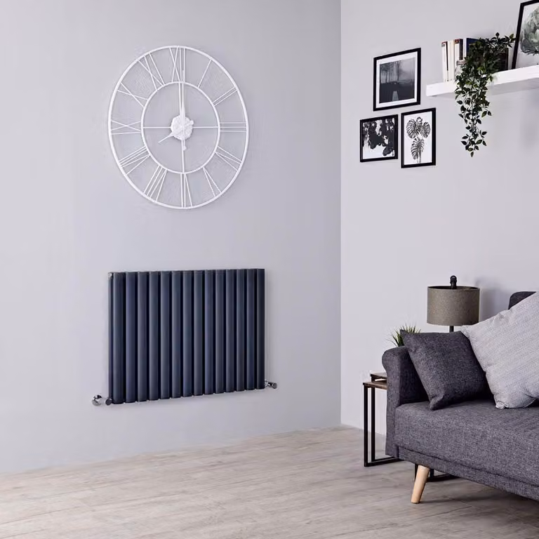 Radiatore di Design Orizzontale Moderno - Pannello Doppio - Antracite - 600mm x 410mm - Revive Air