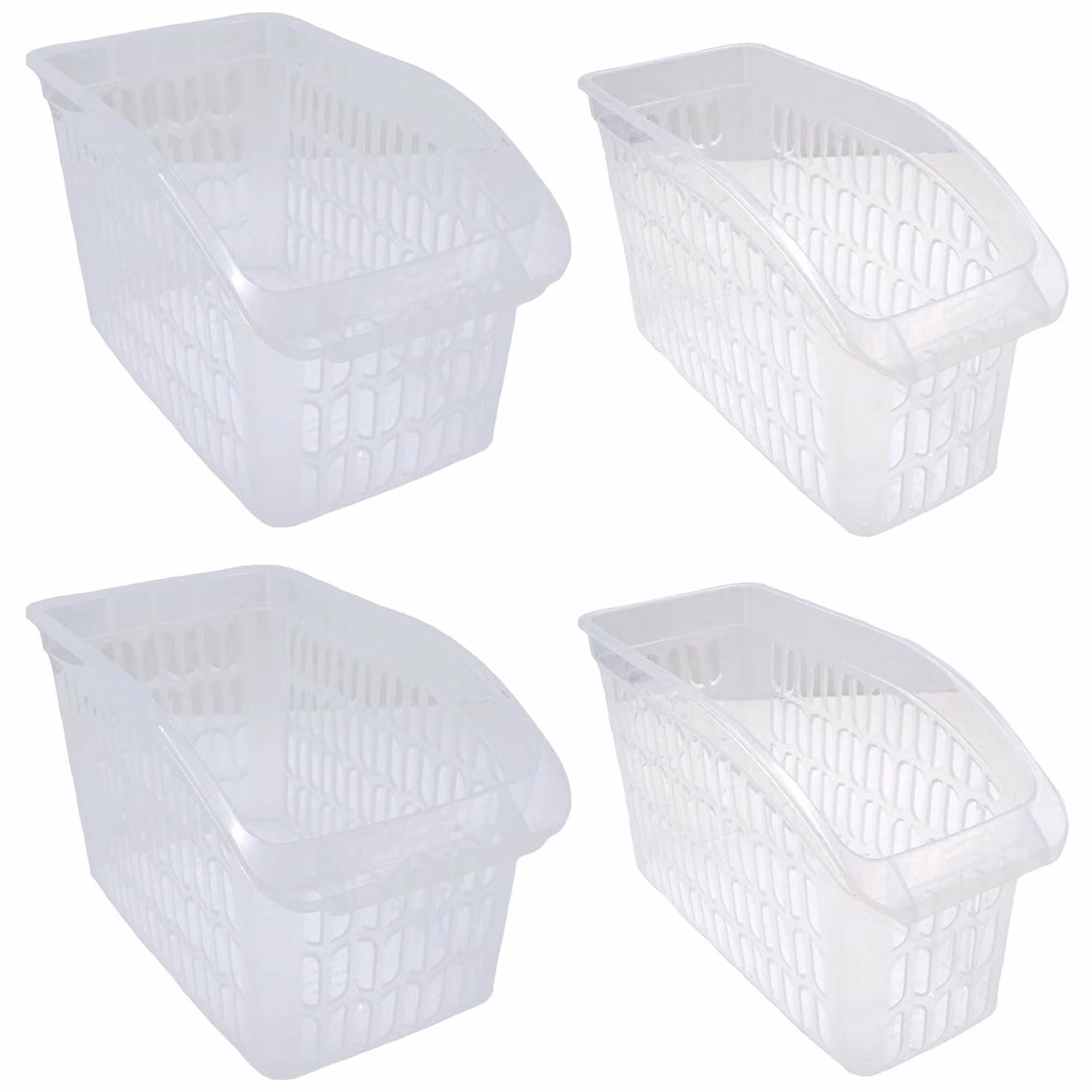 Set da 4 cestini portaoggetti trasparenti, cestini da armadio, organizer da scaffale, contenitori, cestini portaoggetti in plastica