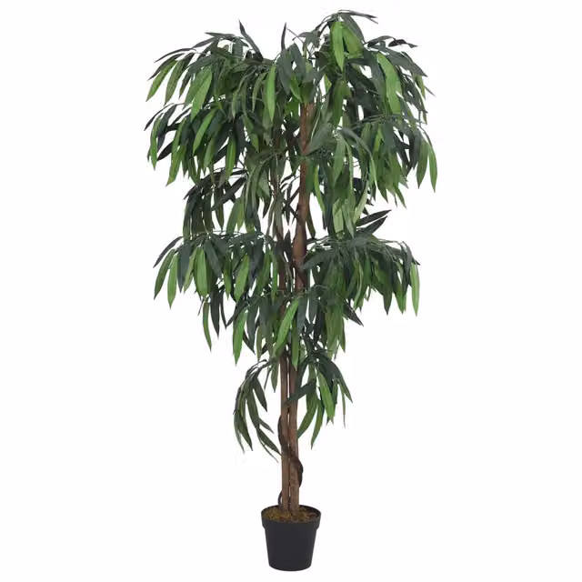 Albero di Mango Artificiale Verde con 900 Foglie, Altezza: 180 cm