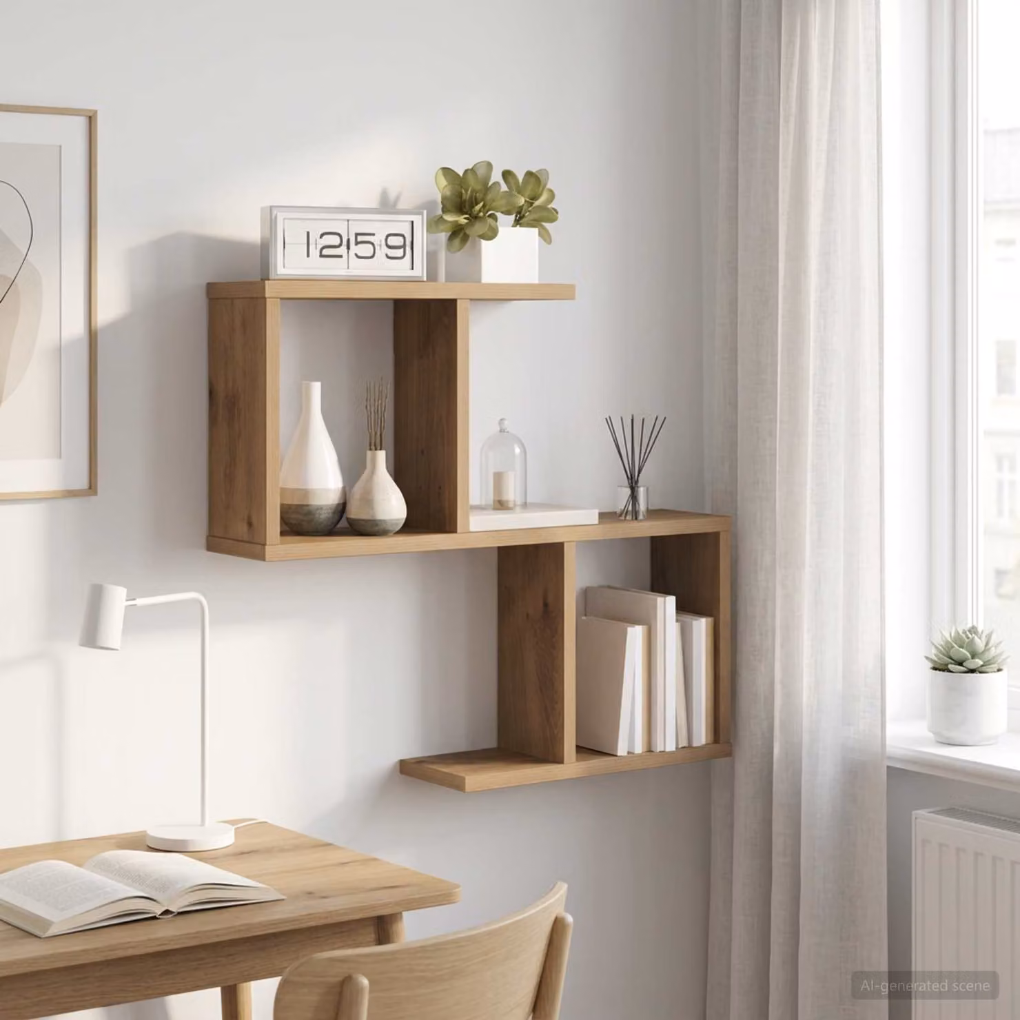 Scaffale da parete moderno vidaXL in legno color marrone L: 60 cm, P: 12 cm, H: 50,5 cm