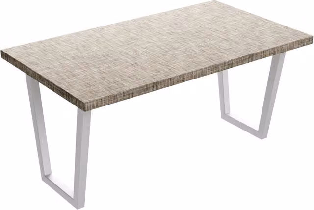 Tavolo da pranzo in legno e metallo con piedi trapezoid bianchi 220x100 cm Grigio Testurizzato