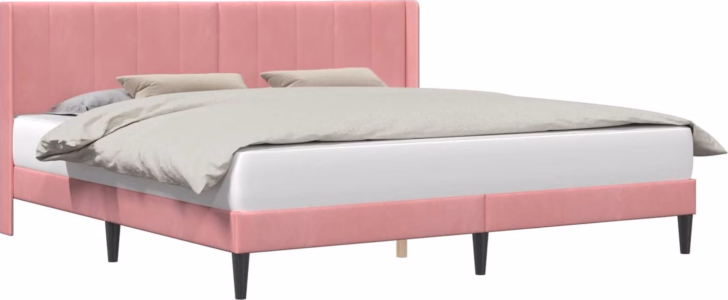 Struttura del letto con testiera Rosa 200 x 200 cm Velluto