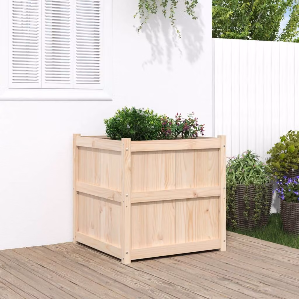 Fioriera da giardino vidaXL in legno di pino marrone e beige, L/P/H: 70 x 70 x 70 cm