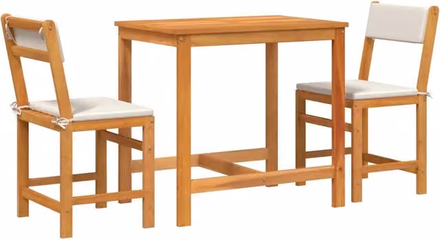 Set da Balcone 3pz in Legno di Acacia con Cuscini per Giardino e Terrazzo – 1