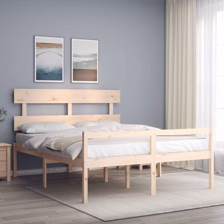 The Living Store Letto senior con testiera 160x200 cm in legno massiccio