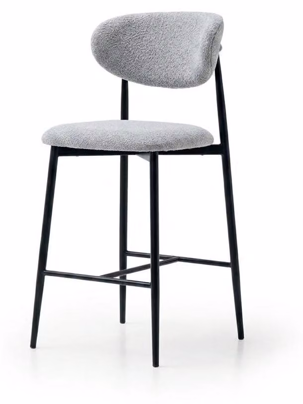 Sgabello da bar grigio, comodo, imbottito, in metallo, dal design moderno, confortevole ed elegante