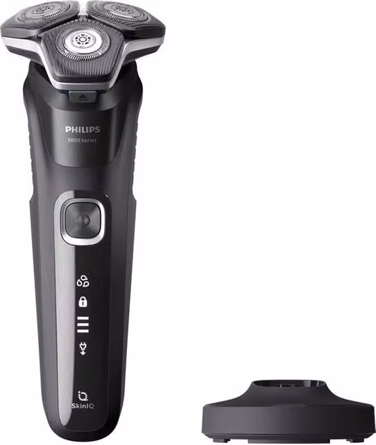 Philips Serie 5000 S5898-25 Rasoio elettrico rotante Wet and Dry con 3 testine, colore Nero – 1