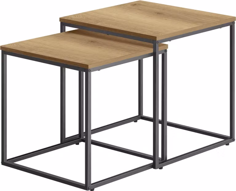 Set di 2 tavolini QUADRO, decoro rovere