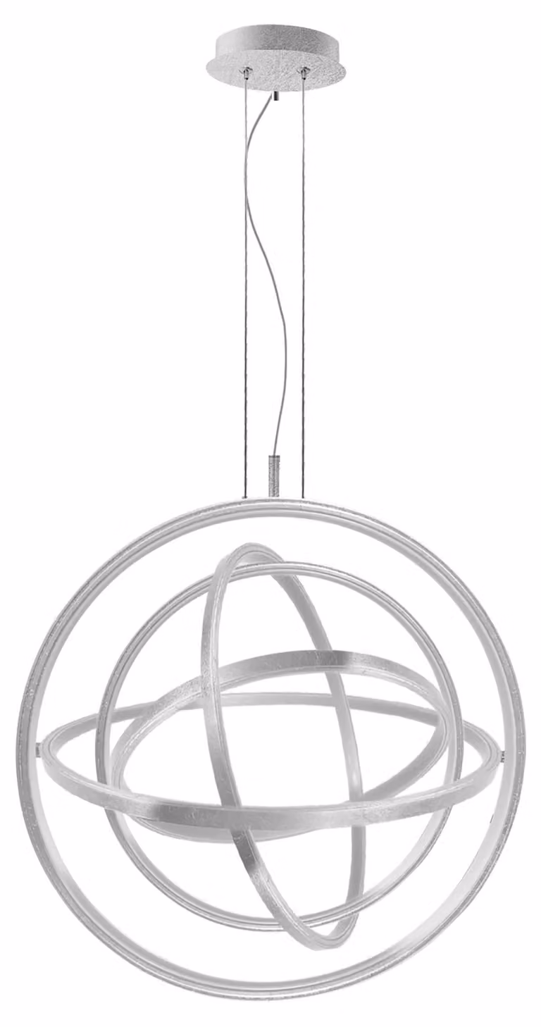 Lampada a sospensione in acrilico/alluminio, 55 W, finitura argento, diametro 60 cm