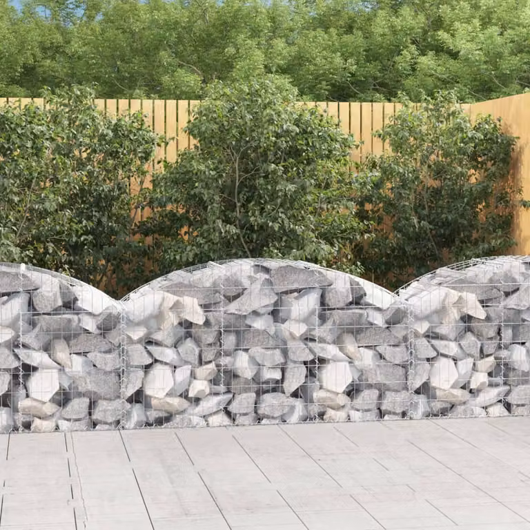 Cesto Gabbione ad Arco vidaXL in Acciaio Zincato Grigio L: 150 cm, P: 50 cm, H: 60/80 cm