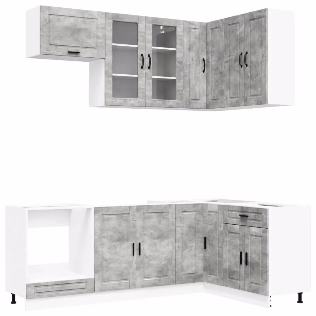 Unità cucina moderna vidaXL PORTO composta da 8 pezzi in grigio con ante in vetro e finitura opaca – 2