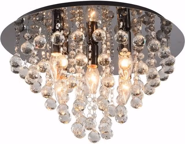 Plafoniera London Crystal Reality Leuchten nera in metallo e cristallo, diametro: 46 cm, 5 x E14