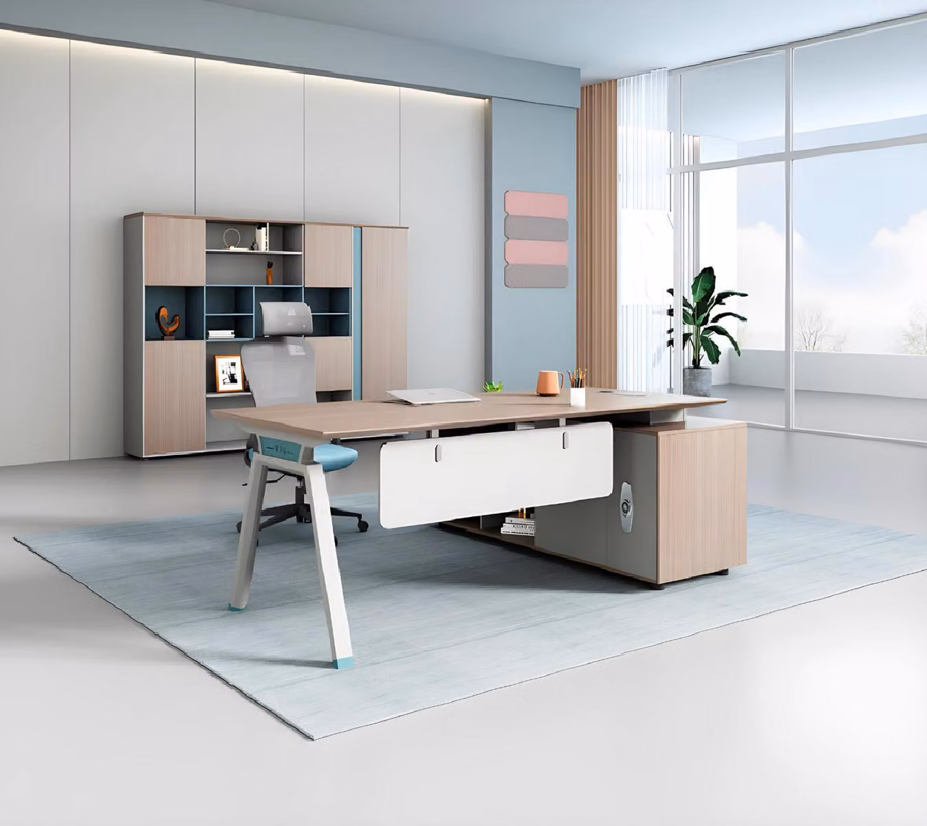 Homeoffice Schreibtisch Büro Einrichtung Schreibtisch Schrank Büroschrank 2tlg.