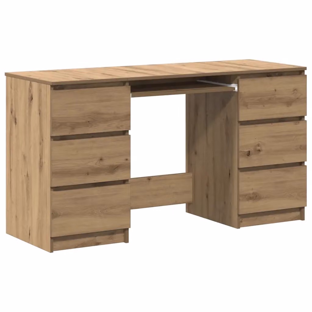 Scrivania da ufficio vidaXL in legno rovere marrone con cassettiera L: 140 cm, P: 50 cm, H: 77 cm – 2