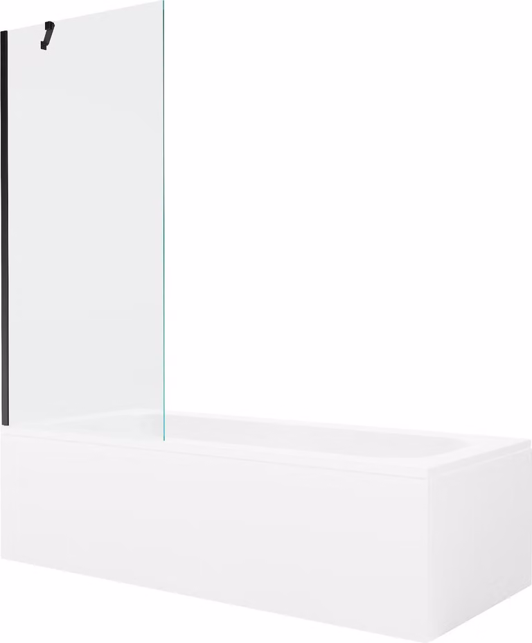Mexen Vega vasca rettangolare 150 x 70 cm con rivestimento e schermo a 1 anta 80 cm, trasparente, nero - 550115070X9508000070