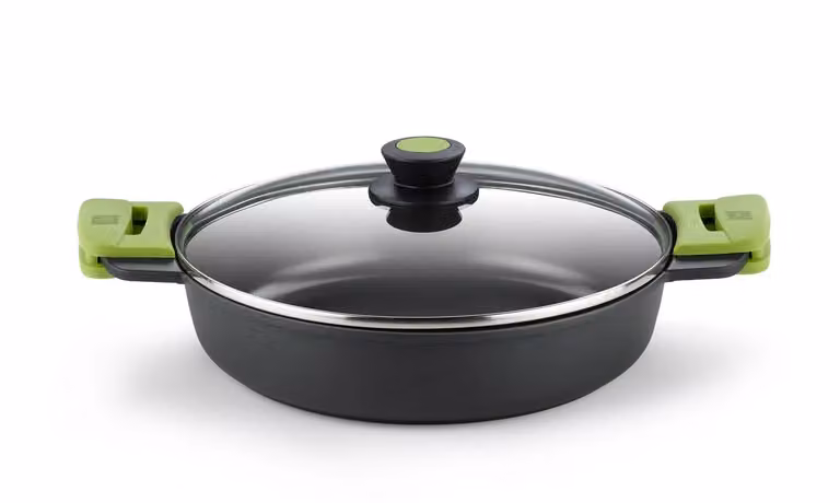 Casseruola bassa in alluminio antiaderente per induzione con coperchio in vetro Prior,, diam. 32cm