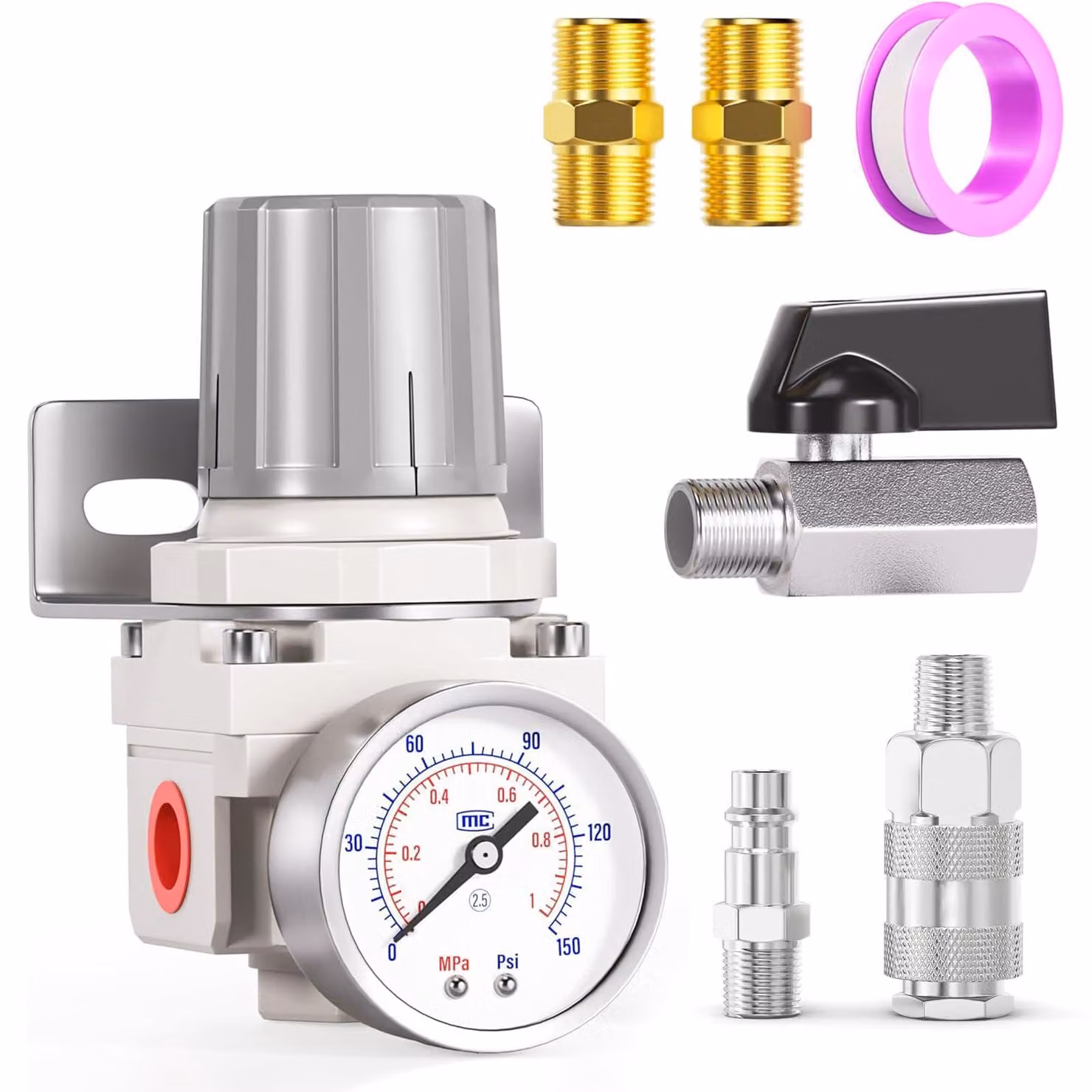 Accessori per compressori d'aria: regolatore di pressione da 1/4 di pollice (filettatura BSP), regolabile da 0 a 1 MPa