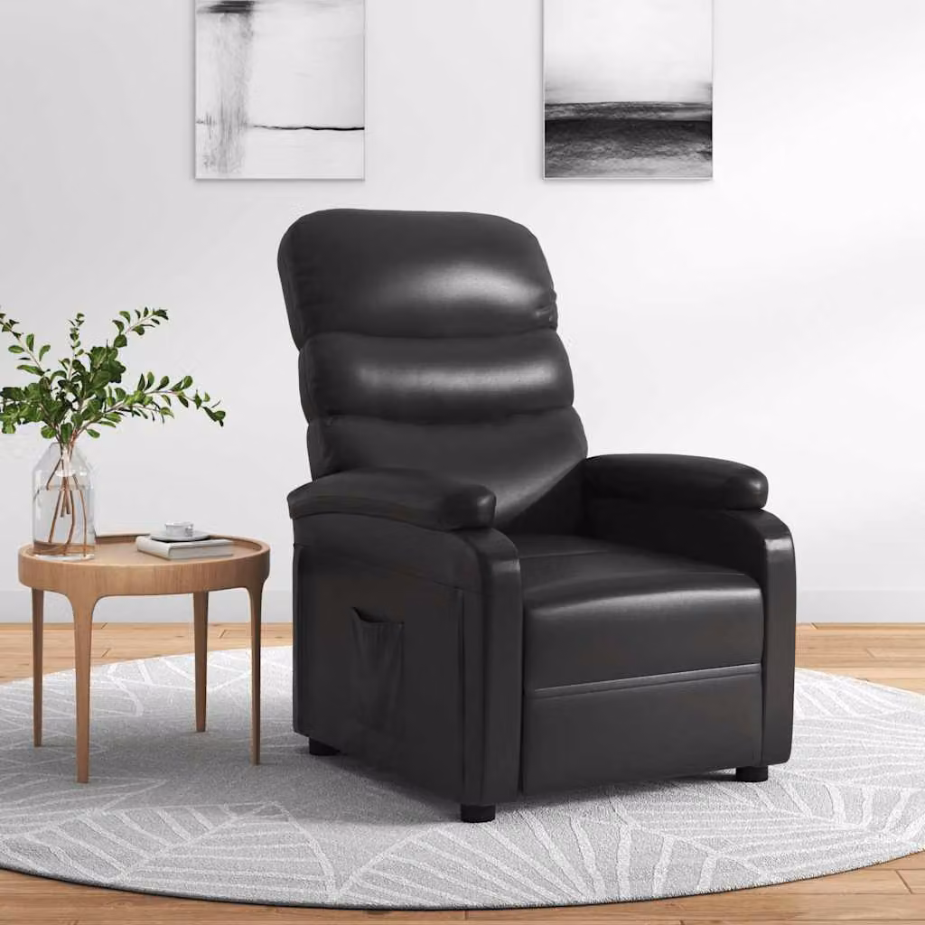 Poltrona Reclinabile Relax vidaXL in Similpelle Nera con Braccioli e Regolazione Manuale