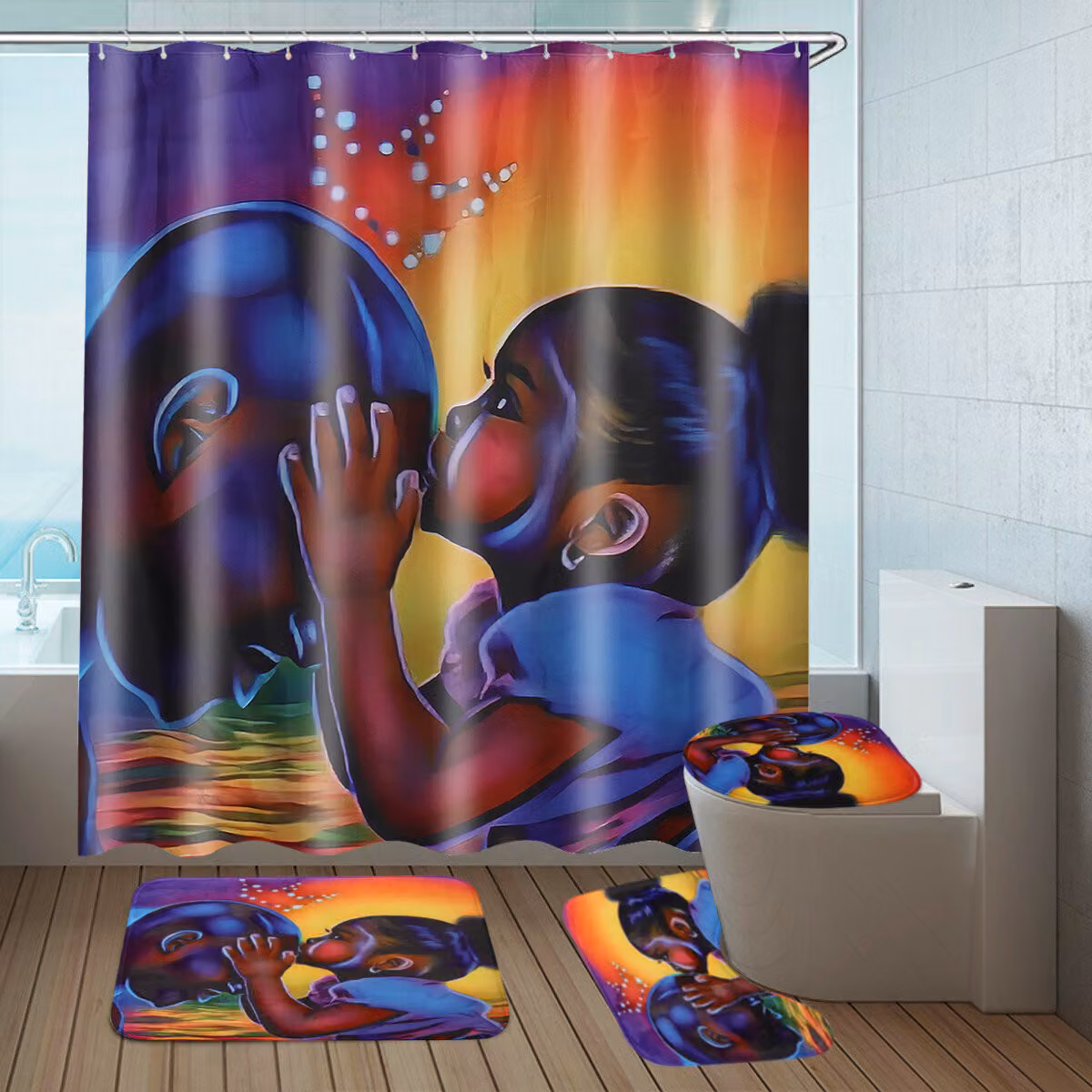 Ragazza africana bagno doccia tenda piedistallo tappeto coperchio WC coprire bagno tappetino Set Decor - Tipo A
