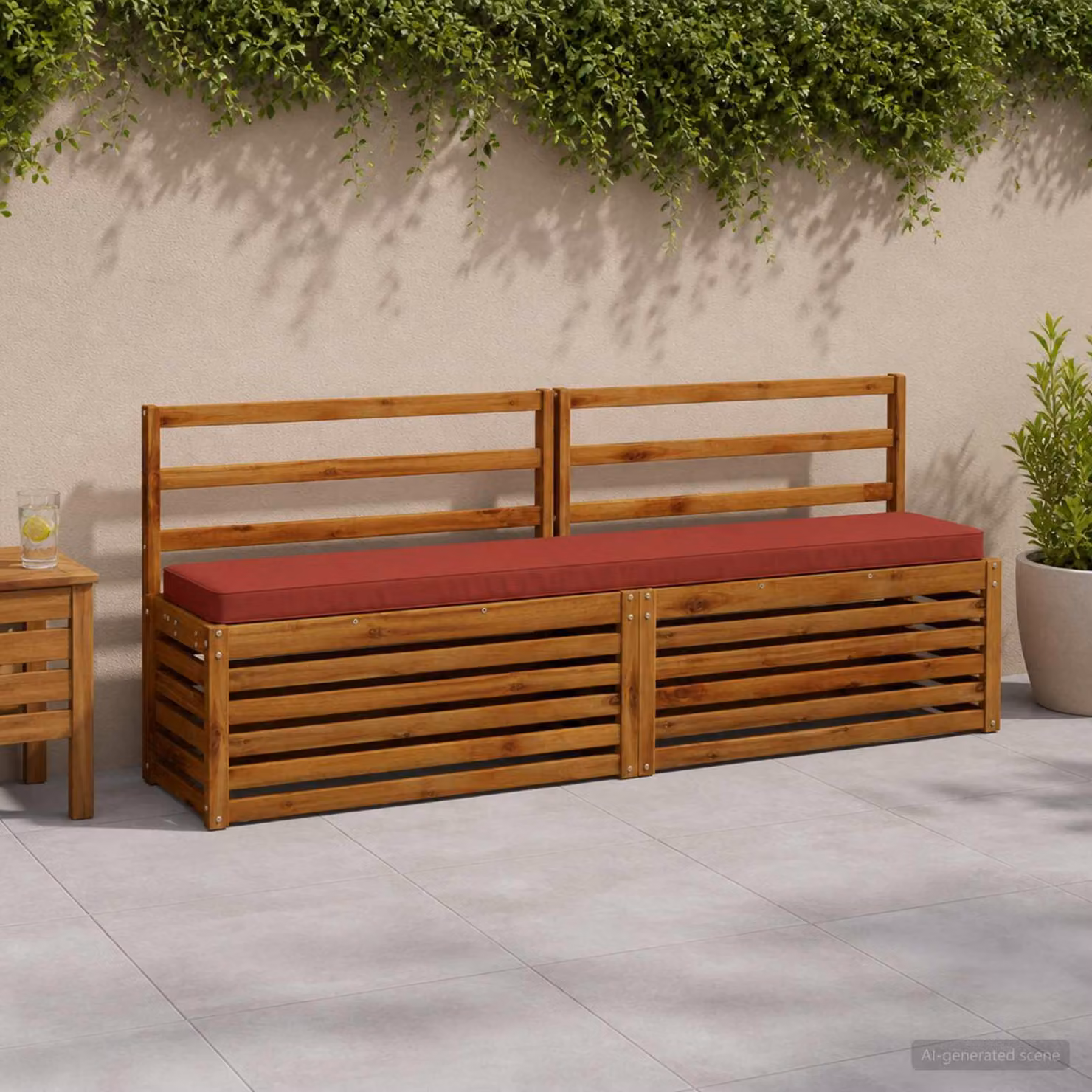 Cuscino per panchina vidaXL in poliestere rosso con rivestimento rimovibile e lavabile