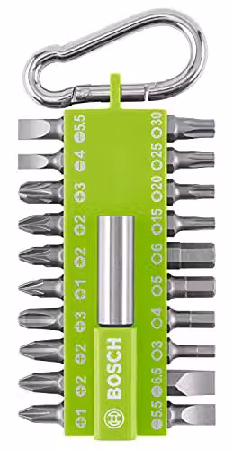 Bosch Set di punte per cacciavite 21pz. con moschettone, verde chiaro