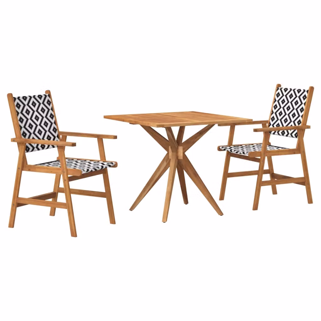 set da pranzo da giardino 3 pezzi in legno massiccio di acacia