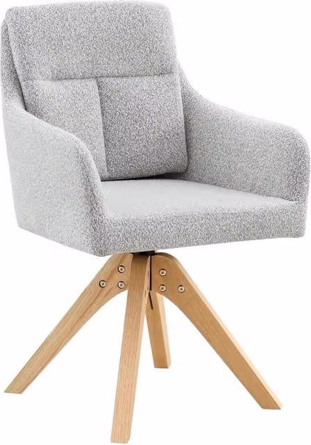 Set di 2 sedie da pranzo moderne girevoli a 360 gradi con schienale alto e braccioli in tessuto grigio chiaro e legno – 1