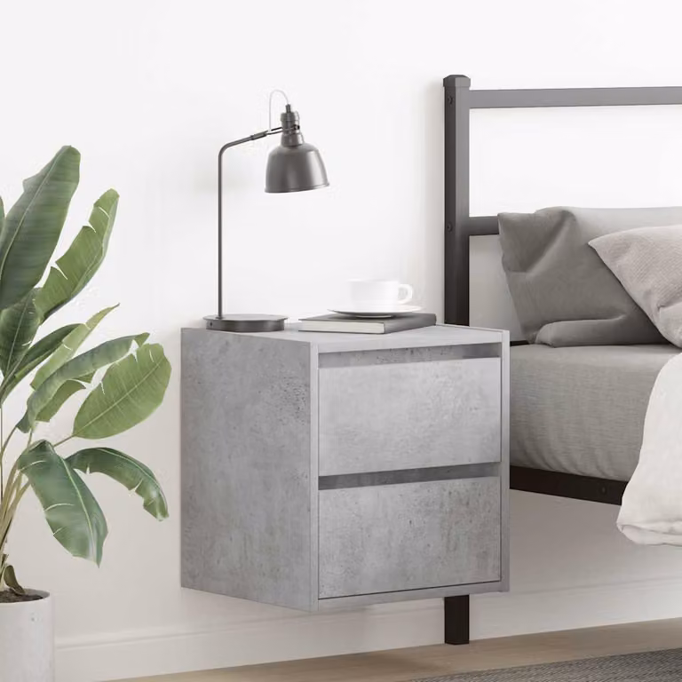 Comodino a muro vidaXL Grigio, L 38 cm x P 34 cm x H 40 cm