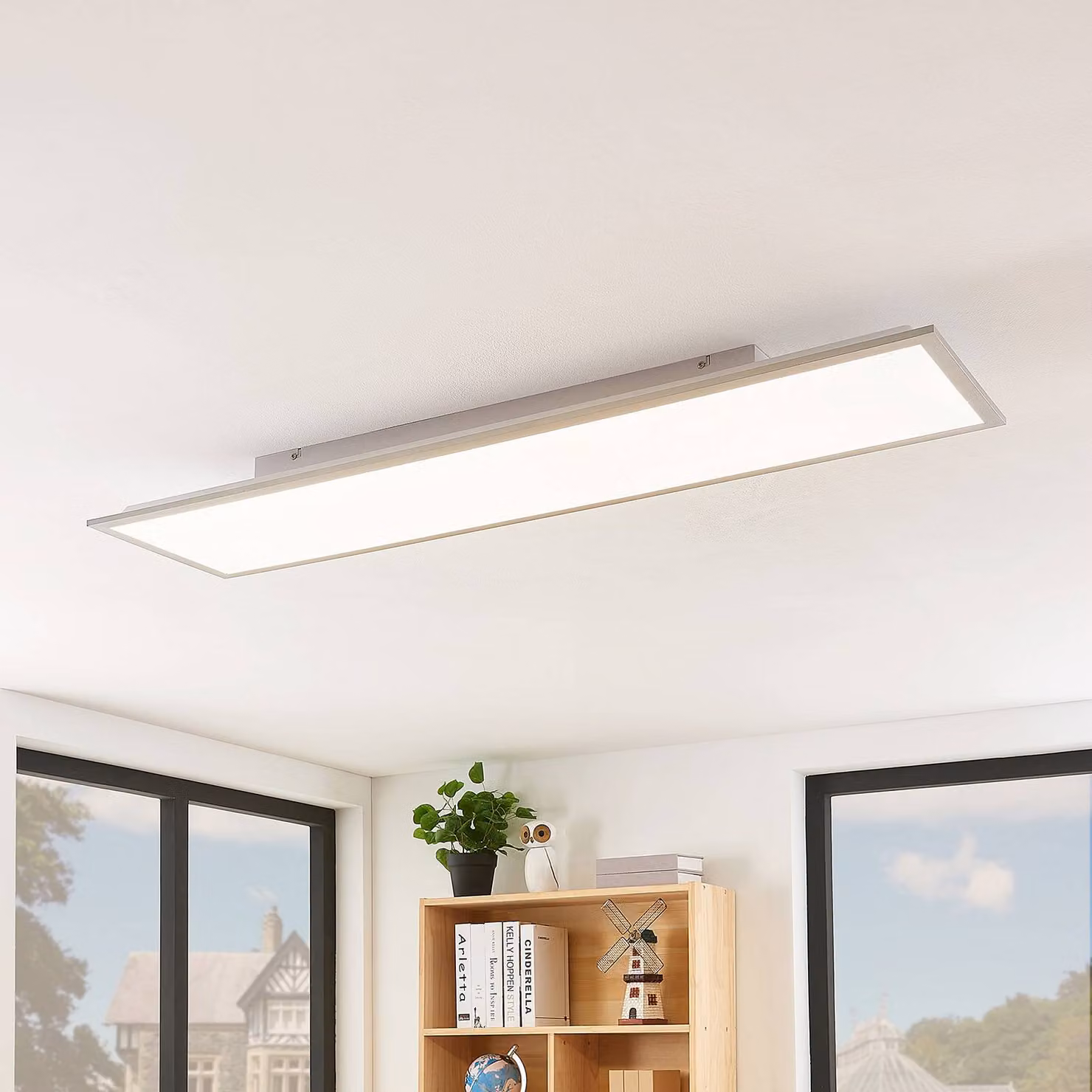Pannello LED Lindby Stenley, 4.000 K, 120 cm x 30 cm, argento/bianco Stenley, Bianco / Opale, Cucina, Plastica, Moderno, Pannello LED