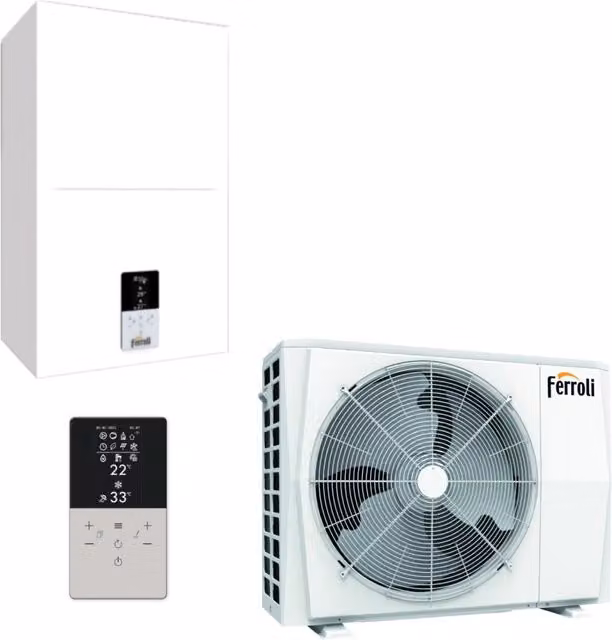 Pompa di Calore Reversibile Aria-Acqua Inverter Ferroli OMNIA S 3.2 14 Trifase R-32 Bianca con Comando Incluso