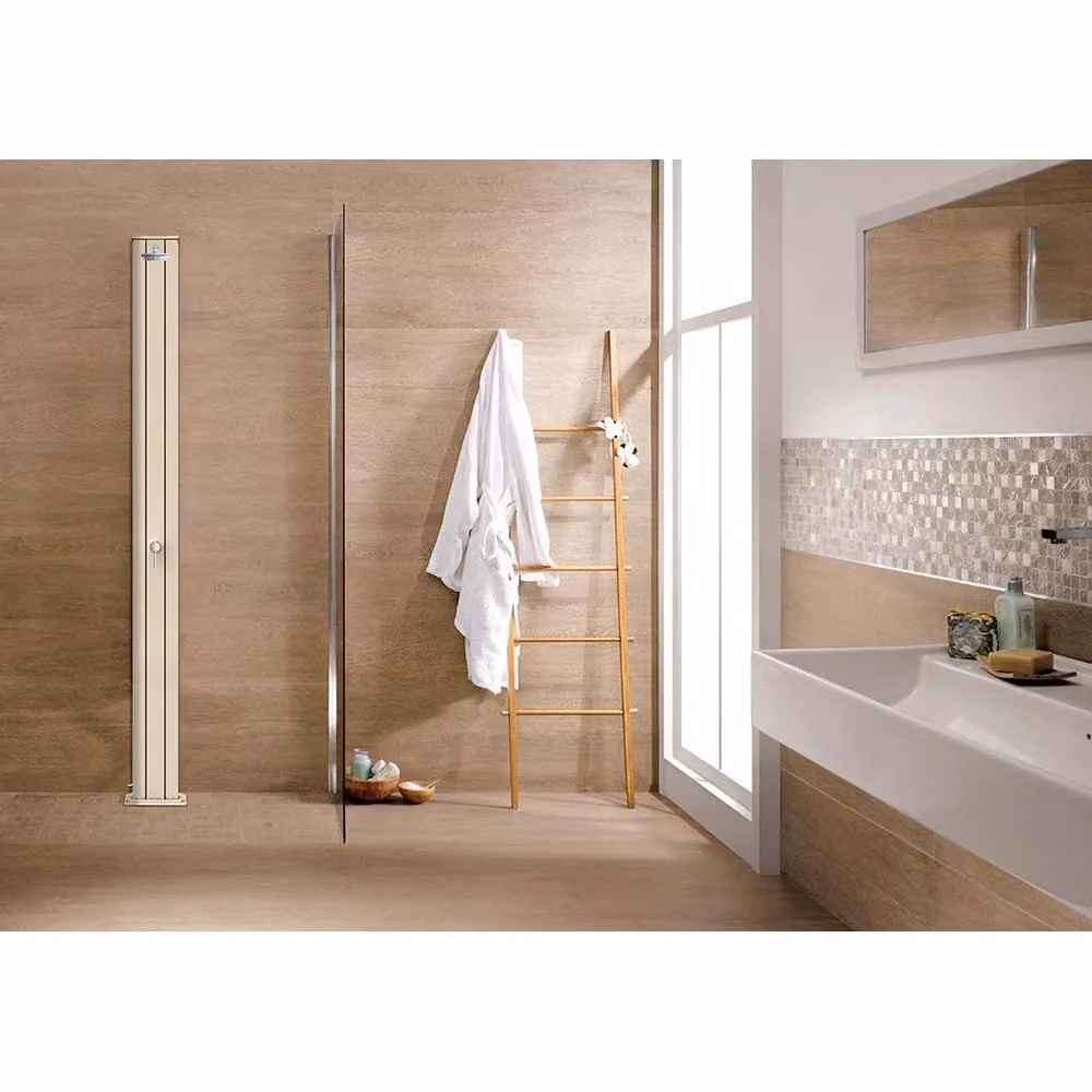 Miscelatore per doccia da giardino Arkema Spring S con fascia in acciaio inox color sabbia e alluminio, H: 228 cm, L: 26 cm, P: 12 cm – 2
