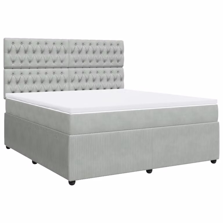 Giroletto a Molle con Materasso Grigio Chiaro 180x200cm Velluto