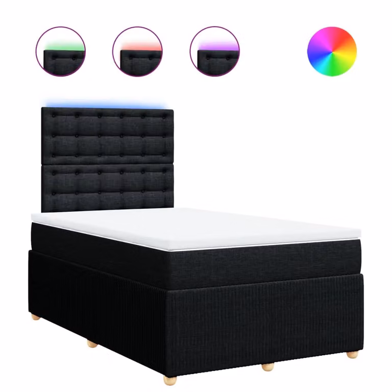 Giroletto a Molle con Materasso Nero 120x190 cm in Tessuto