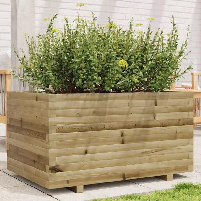 Fioriera da giardino Design Mania in legno di pino impregnato marrone L: 90 cm, P: 60 cm, H: 49,5 cm