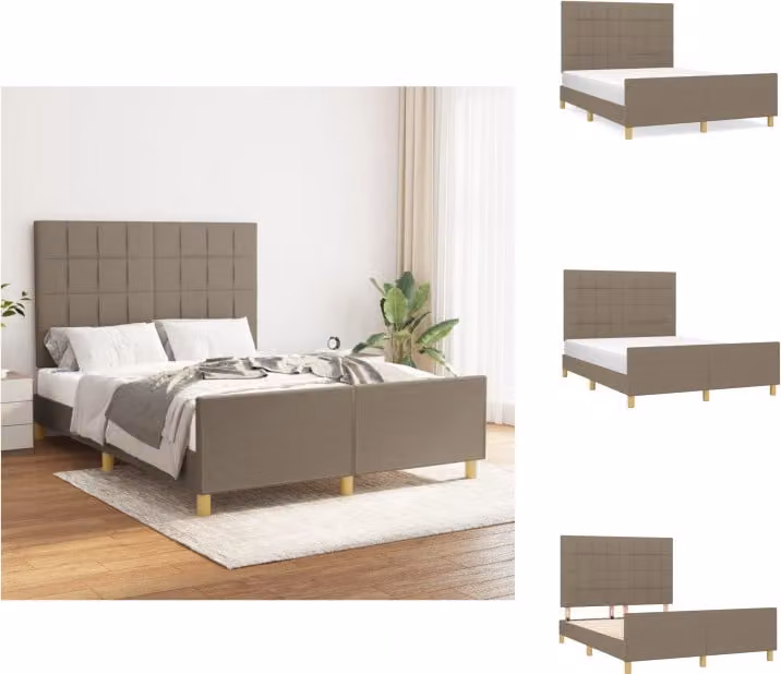 vidaXL Struttura letto con testiera in tessuto taupe 140x200 cm - Letti e strutture letto