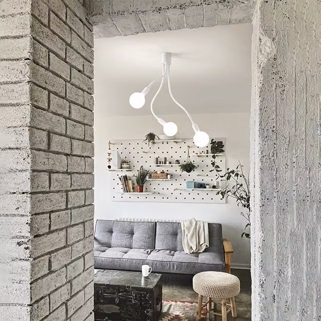 Plafoniera Industrial Minimal Nordica Perenz Illumina in Metallo Bianco con 3 Luci E27 Regolabili
