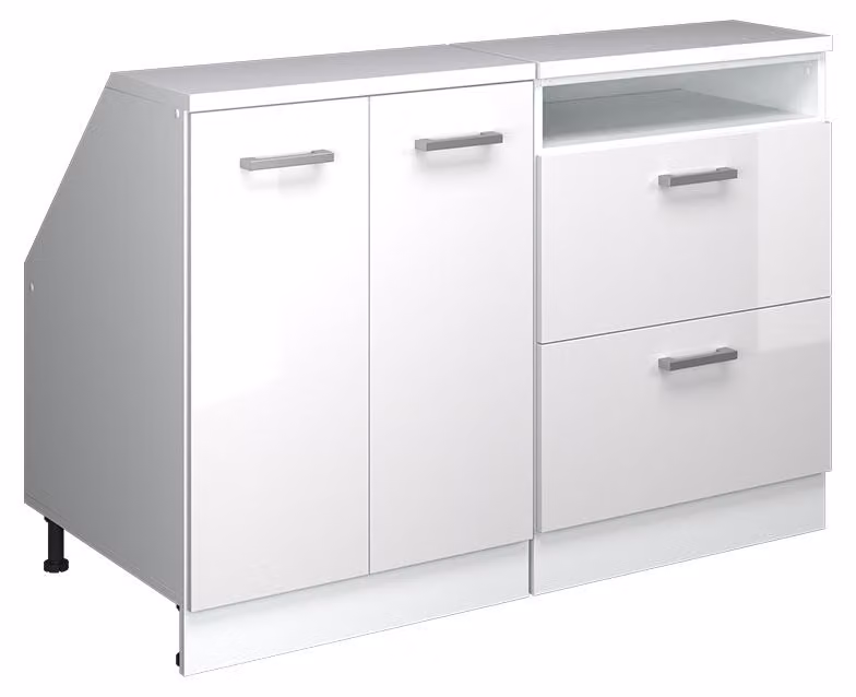 Mobile cucina sottotetto Vicco R-Line Bianco lucido 120 cm Set di 2 carcasse armadio profondità 60 cm, Model 59944