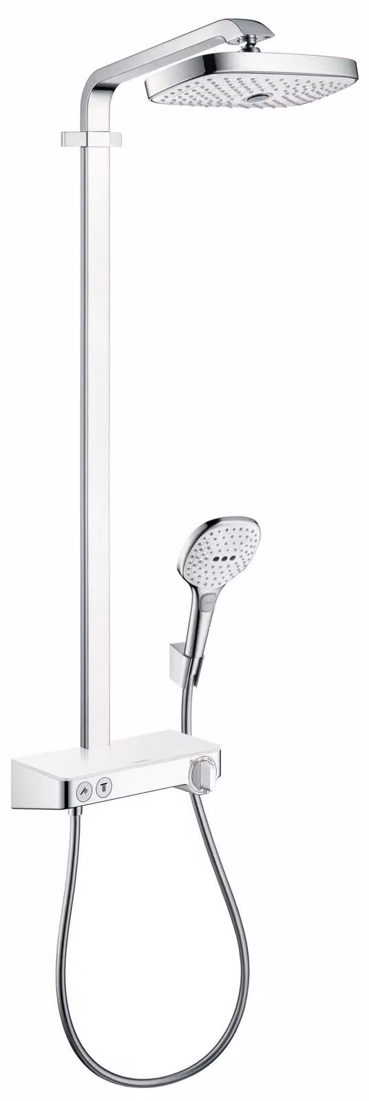 Sistema doccia con soffione da 300 mm, 2 getti, bianco/cromato