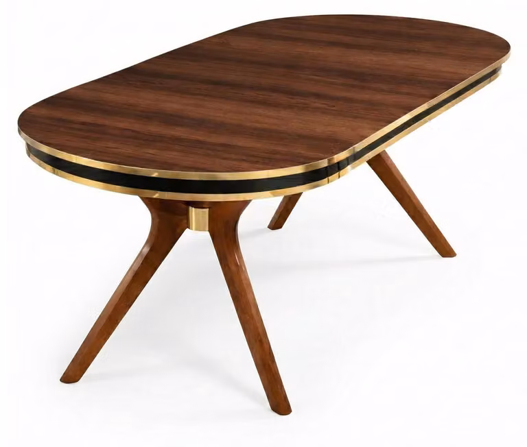Tavolo, stile moderno, colore marrone, ideale per la sala da pranzo, design morbido e confortevole, forma ovale