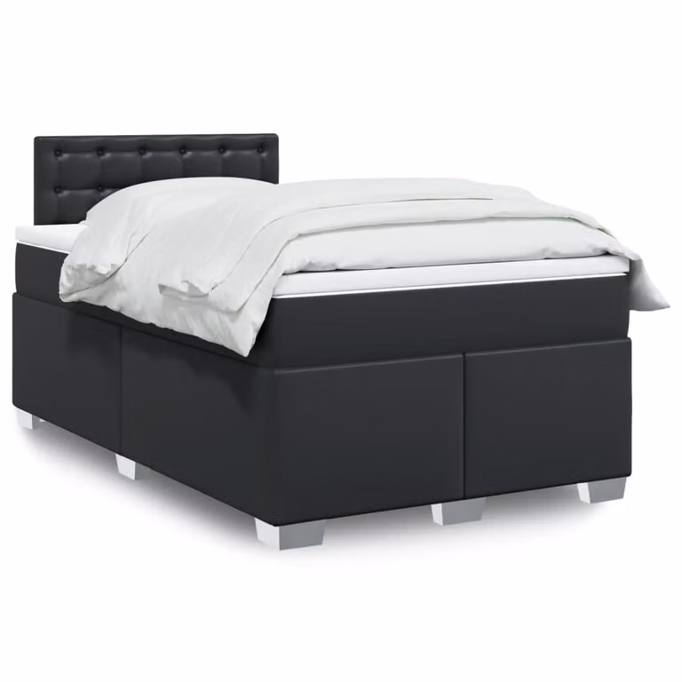 vidaXL Giroletto a Molle con Materasso Ibrido in Similpelle Nero L/P/H: 120 x 200 cm