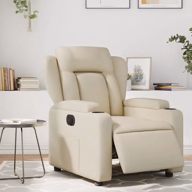 Divano Sedia-Poltrona Reclinabile Elettrica Crema in Similpelle 252941